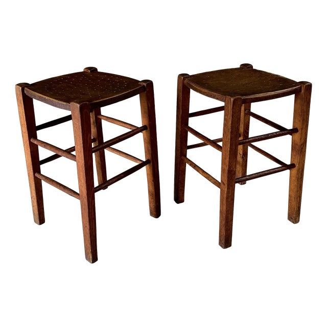 French Country Bistro Stools, 1930s, Set of 2 For Sale
