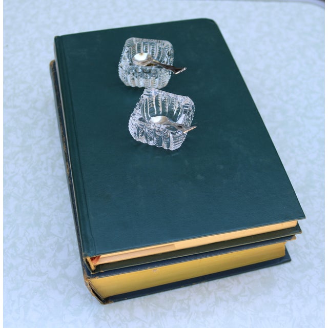 1940's Westmoreland Crystal Salt Cellars With Sterling Silver Salt Spoons- 4 Pieces For Sale - Image 14 of 14