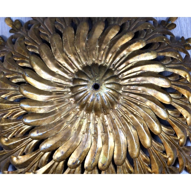 1950s Gold Metal Tole Sunburst Shade for Ceiling Light Fixture, Made in Italy For Sale - Image 12 of 18