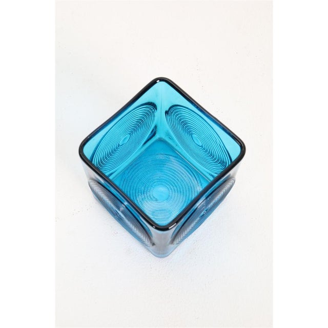 Mid-Century Modern Blue Skjold Glass Container with Lid by Per Lütken for Holmegaard, 1960s For Sale - Image 3 of 5