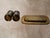 Brass Vintage Mexican Abalone & Brass Salt and Pepper Set With Tray For Sale - Image 8 of 10