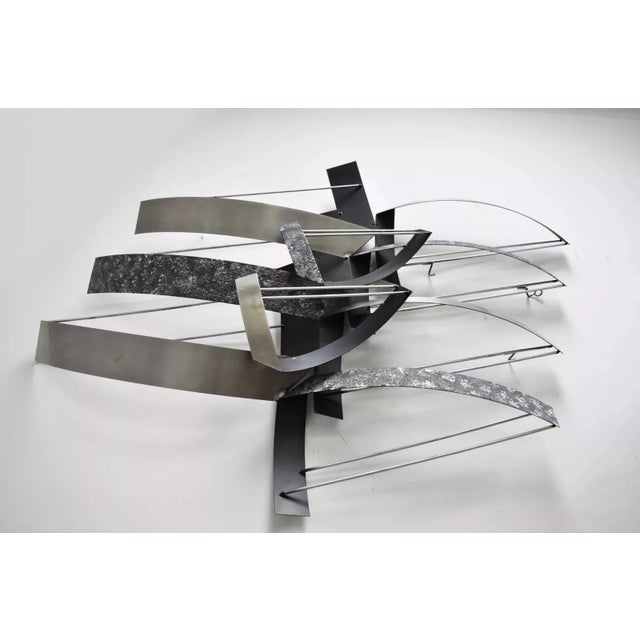Vintage Curtis Jere Mid Century Modern Metal Abstract Wall Art Sculpture Signed. Item features metal construction, clean...