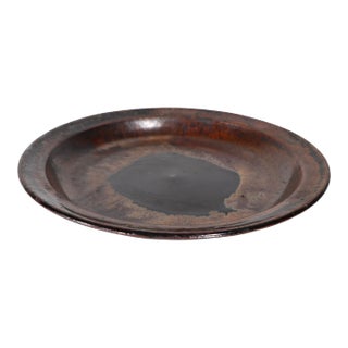 Mid Century Art Pottery Stoneware Charger Chop Plate For Sale