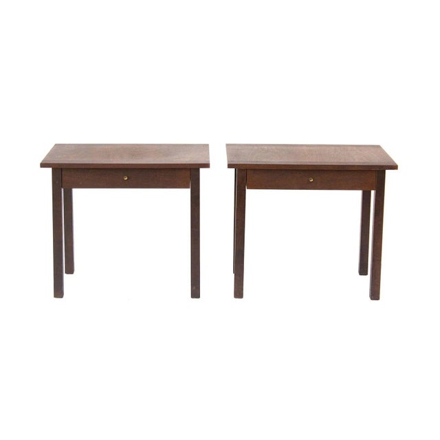 Pair of Single Drawer Nightstands in Rosewood and Walnut For Sale - Image 12 of 12