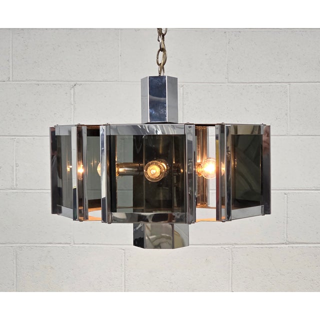 Metal 1960s Space Age Chrome Chandelier by Robert Sonneman for Fredrick Ramond For Sale - Image 7 of 9