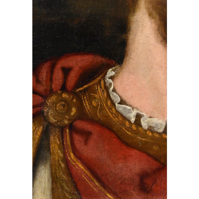 Follower of Tiziano Vecellio, Portraits of Julius Caesar & Octavian, 1700, Oil on Canvases, Framed, Set of 2 For Sale - Image 15 of 18