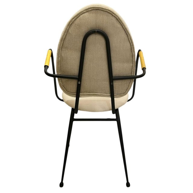 Beige Vintage Metal Chairs by Jacques Hitier, 1950s, Set of 4 For Sale - Image 8 of 9