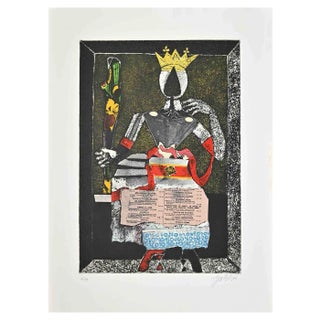 Franco Gentilini, Queen of Sticks, Etching, 1970s For Sale