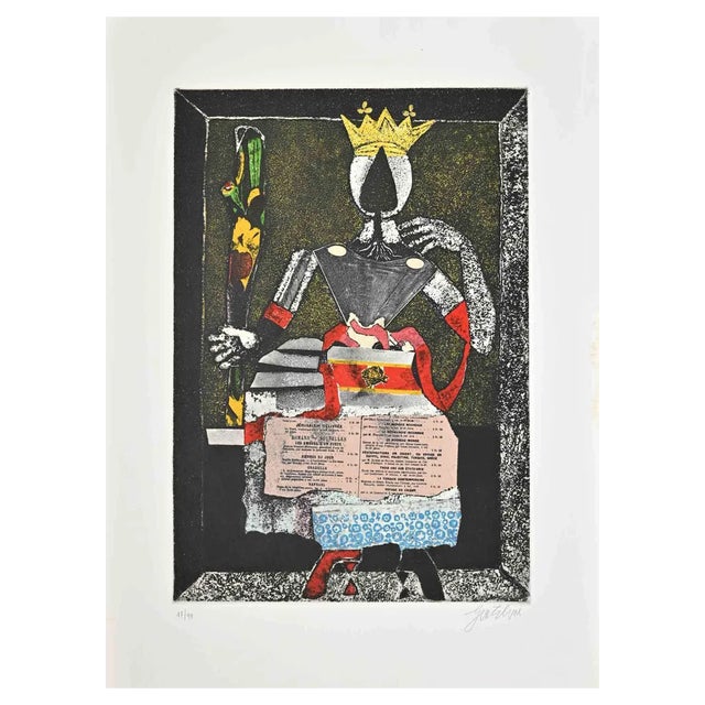 Franco Gentilini, Queen of Sticks, Etching, 1970s For Sale