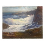 Roger Curtis (1910-2000), Vintage Abstract Coastal Oceanscape, Amazing Blue Hues, Signed For Sale