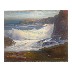 Roger Curtis (1910-2000), Vintage Abstract Coastal Oceanscape, Amazing Blue Hues, Signed
