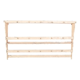 Portuguese White-Painted Plate Rack with Hooks, 1950 For Sale