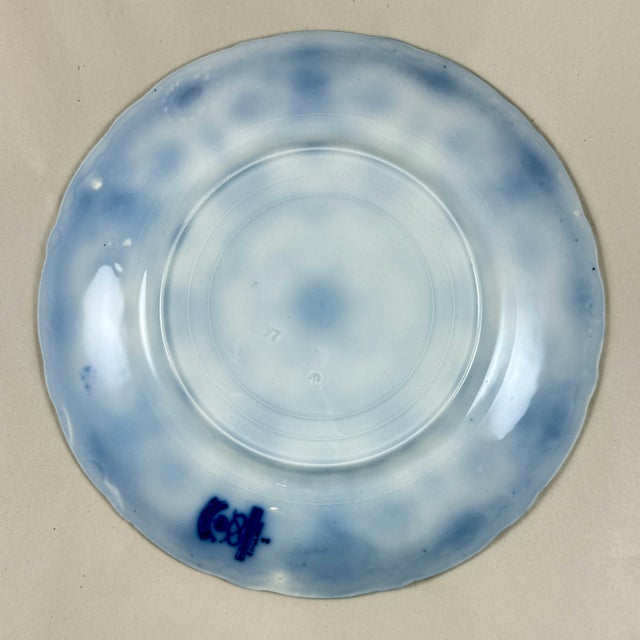 English New Wharf Pottery Conway Pattern Flow Blue Plates, Circa 1890, Set of Four For Sale - Image 10 of 12