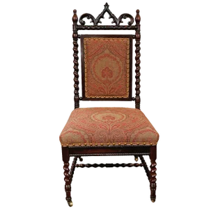 Gothic Revival Walnut Side Chair on Casters