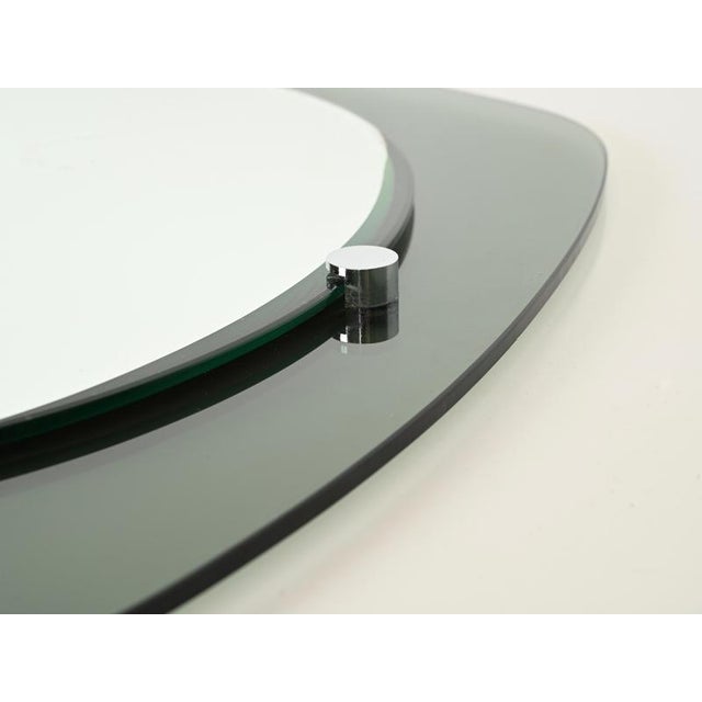 Glass Oval Sage Green Beveled Mirror from Cristal Art, Italy, 1960s For Sale - Image 7 of 17