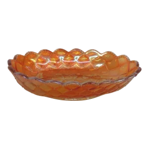 Imperial Quilted Diamond Pansy Marigold Carnival Glass Candy Dish