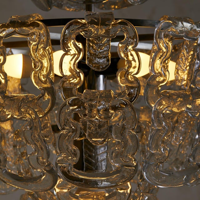 Modern 1970s Italian Tiered Murano Glass Chandelier Attributed to Angelo Mangiarotti For Sale - Image 3 of 7