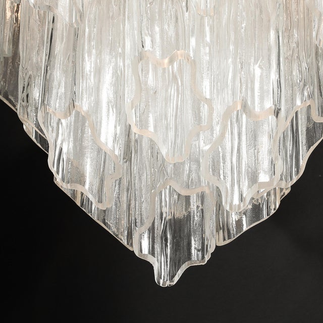 Mid-Century Modernist Hand-Blown Murano Angular Tronchi Glass Chandelier For Sale - Image 11 of 18