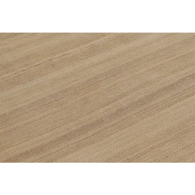 Textile Rug & Kilim's Textural Beige Rez Kilim Flatweave With Linear Design For Sale - Image 7 of 11