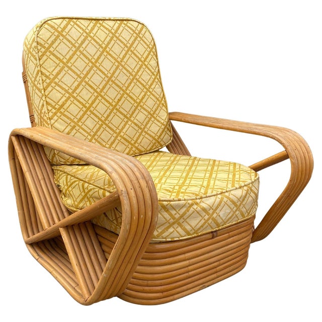 Mid-Century Modern 1950s Restored Mid-Century 5-Strand Square Pretzel Rattan Chair & Sofa Livingroom Set For Sale - Image 3 of 11