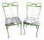 Green Painted Upcycled Chairs - a Pair For Sale