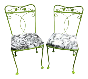 Green Painted Upcycled Chairs - a Pair