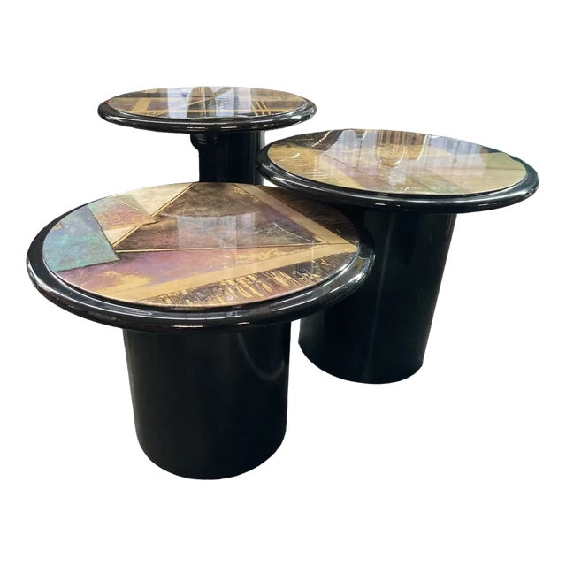 Miami Vice Style Round Side Tables, 1980s, Set of 3 For Sale
