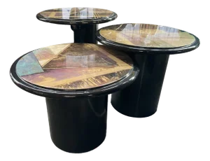 Miami Vice Style Round Side Tables, 1980s, Set of 3