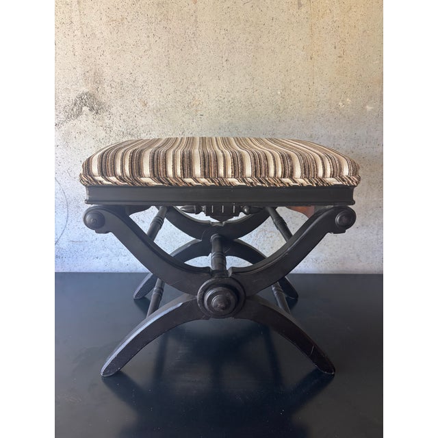 Antique Victorian Adjustable X Form Piano Bench L. Postawka Boston, Usa 1870s For Sale - Image 11 of 11