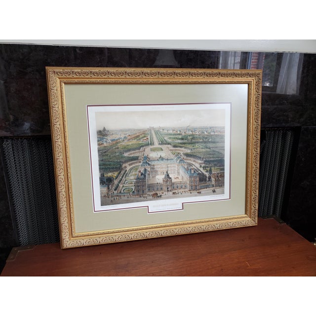 Mid 19th Century Mid 19th Century Framed Original Print by Felix Benoist - Le Palais Du Luxembourg Et Son Jardin For Sale - Image 5 of 14