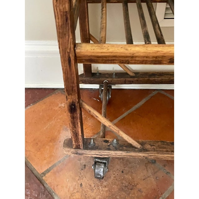 Mid 20th Century Vintage Oak Rolling Bakers Rack For Sale In New York - Image 6 of 7