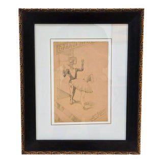 French Pencil Sketch "Equisse Du Fameux Tableau 'Les Clowns' Du Maestro Baroot" W/CoA For Sale