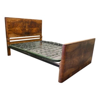 Art Deco Bur Walnut Double Bed, 1920 For Sale