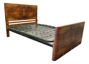 Art Deco Bur Walnut Double Bed, 1920