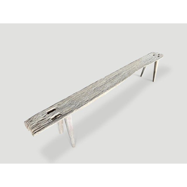 Andrianna Shamaris St. Barts Teak Wood Long Bench For Sale - Image 4 of 5