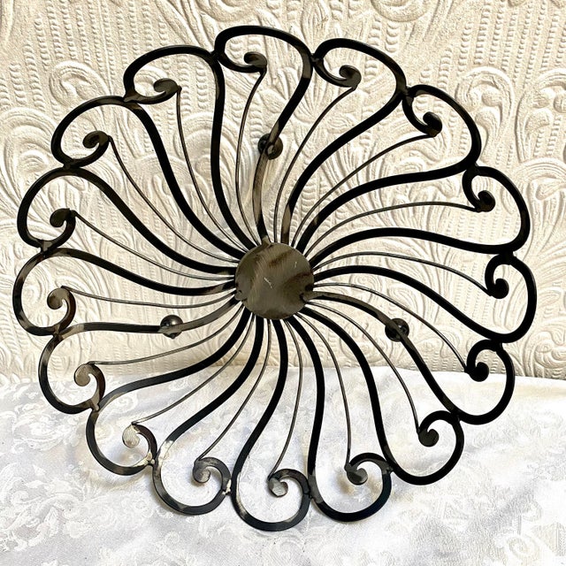 Metal 1960s Vintage Mid Century Atomic Swirl Metal Footed Fruit Bowl For Sale - Image 7 of 7