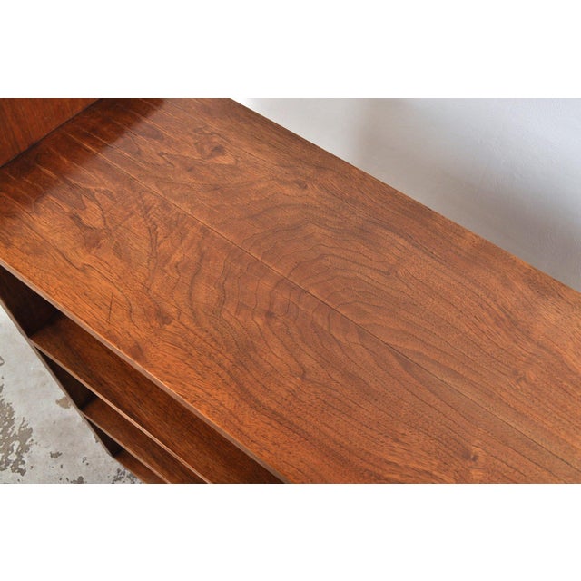Vintage Walnut Bookcase with Curve, 1930s For Sale - Image 12 of 13