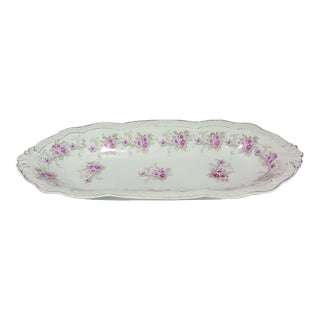 Vintage Z&s Bavaria Hand Painted Floral Porcelain Relish Celery Serving Dish For Sale