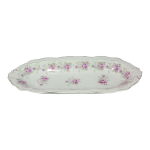 Vintage Z&s Bavaria Hand Painted Floral Porcelain Relish Celery Serving Dish