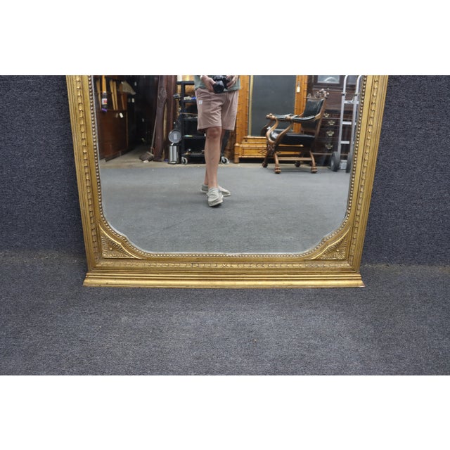 Gold Late 19th Century French Louis XVI Style Carved Giltwood Beveled Floor Pier Mirror For Sale - Image 8 of 13