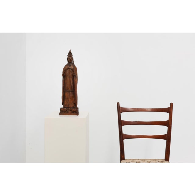 18th Century Carved Wooden Sint-Cornelius Figure with Papal Tiara and Triple Cross Staff, 1800s For Sale - Image 3 of 18