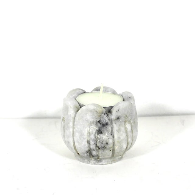 Vintage carved white marble candleholder with some black veining. This candleholder is just stunning, hand carved solid...
