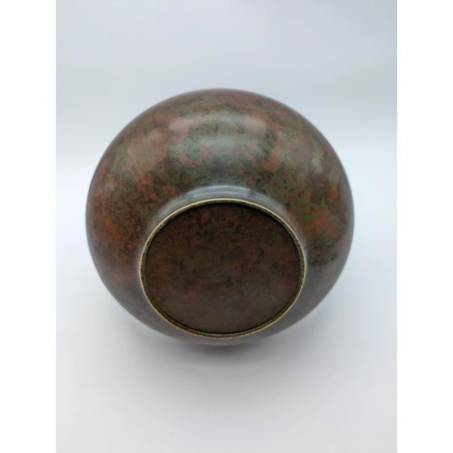 Bronze Vintage Japanese Murashido Marbleized Patina Showa Period Bronze Vase, Signed For Sale - Image 8 of 12