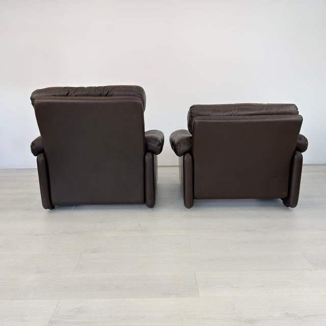 Coronado Leather Lounge Chairs With Ottoman by Afra and Tobia Scarpa For Sale In New York - Image 6 of 18