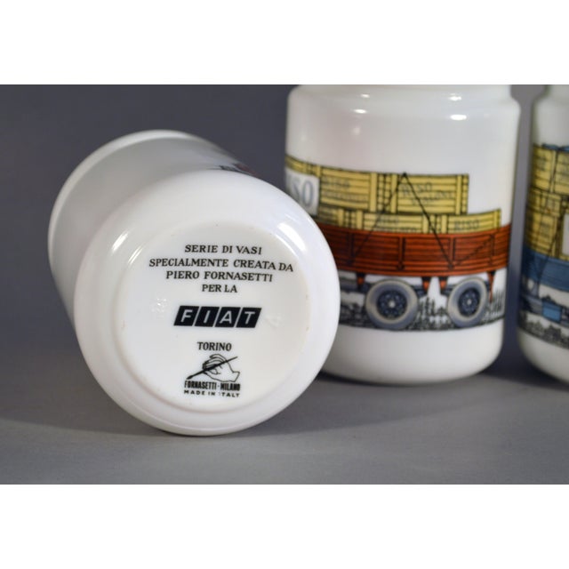 Ivory Set of Piero Fornasetti Opaque White Glass Jars and Covers made for Fiat, Circa 1960. For Sale - Image 8 of 11