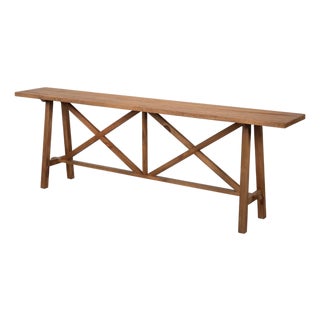 Farmhouse Double X Base Console Table in Pine For Sale
