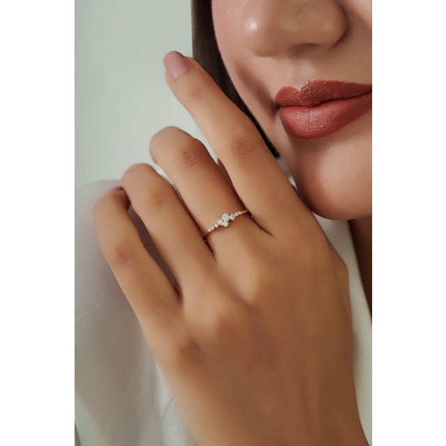 Not Yet Made - Made To Order Modernist Natural Diamond Cluster Stacking Ring Size 9 in 14k Yellow Gold For Sale - Image 5 of 15