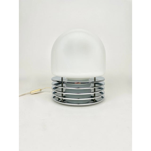 Chrome & Opaline Glass Table Lamp by Enrico Tronconi, Italy, 1960s For Sale - Image 3 of 10