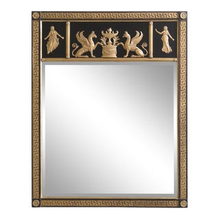 Friedman Brothers Neoclassical Style Black & Gold Mirror For Sale