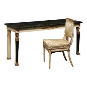Antique French Neoclassic Desk & Chair Set - a Pair